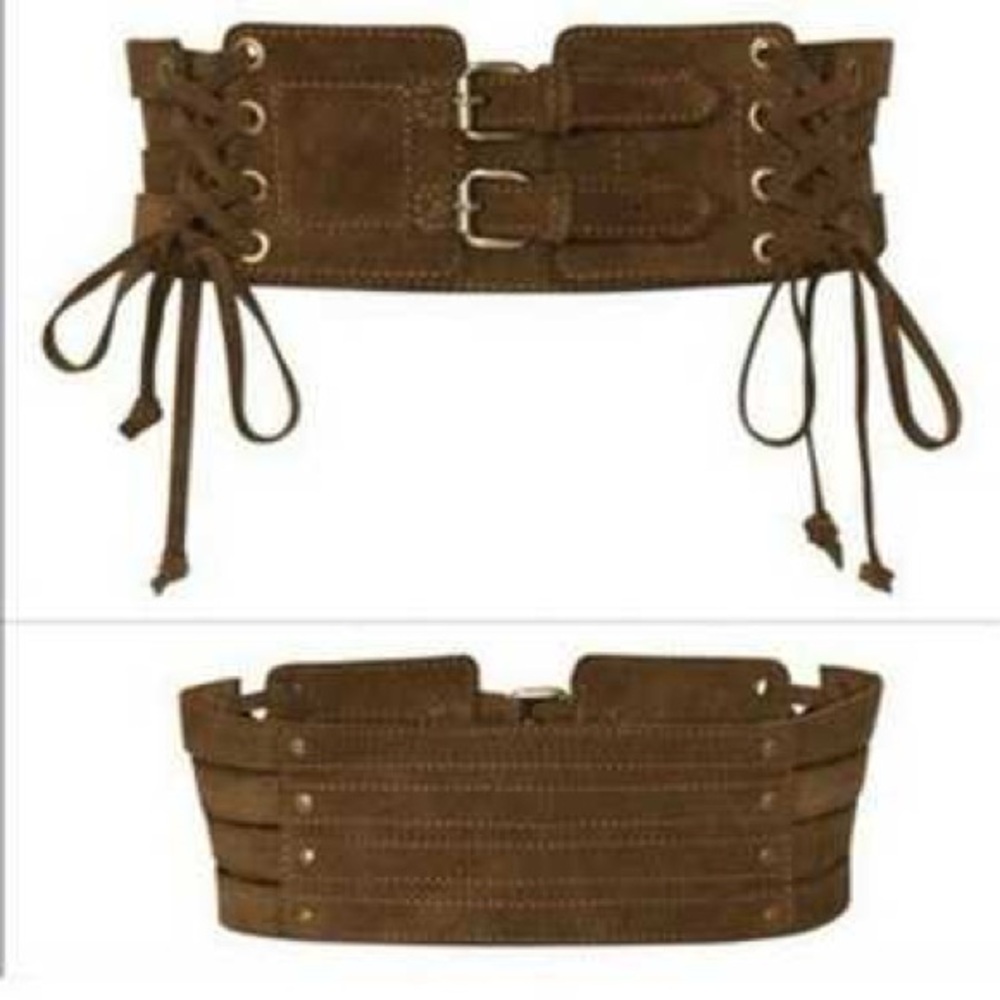 SPELL 🌸 Josephine Brown Suede Lace-Up Waist Belt